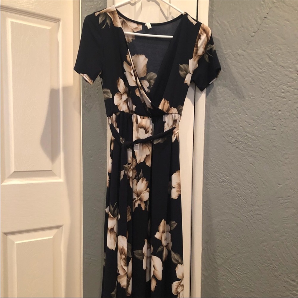 Pink Blush Small Navy Floral Maternity Dress